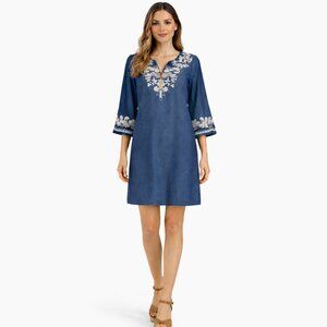 Vintage ECI New York Denim Embroidered Tunic Dress Size 4